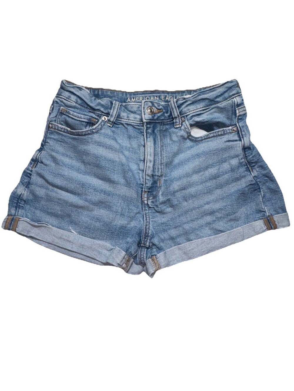 American Eagle Stretch Mom Shorts Womens Size 4 Blue Medium Wash Denim